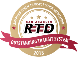 San Joaquin RTD 2018 Outstanding Transit System Award logo