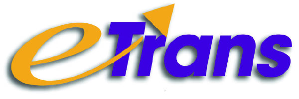 Escalon E-trans logo. light colored "e" with dark colored "trans"
