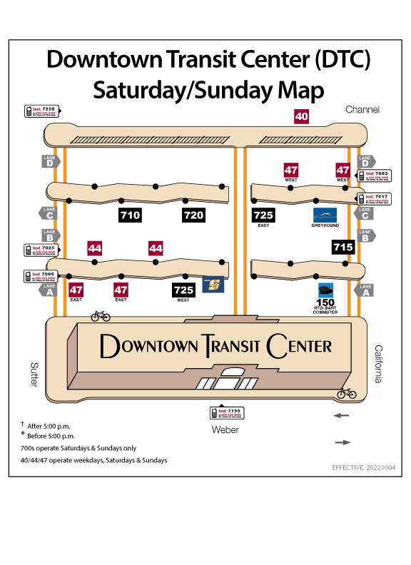 Downtown Transit Center Weekend Platform Map