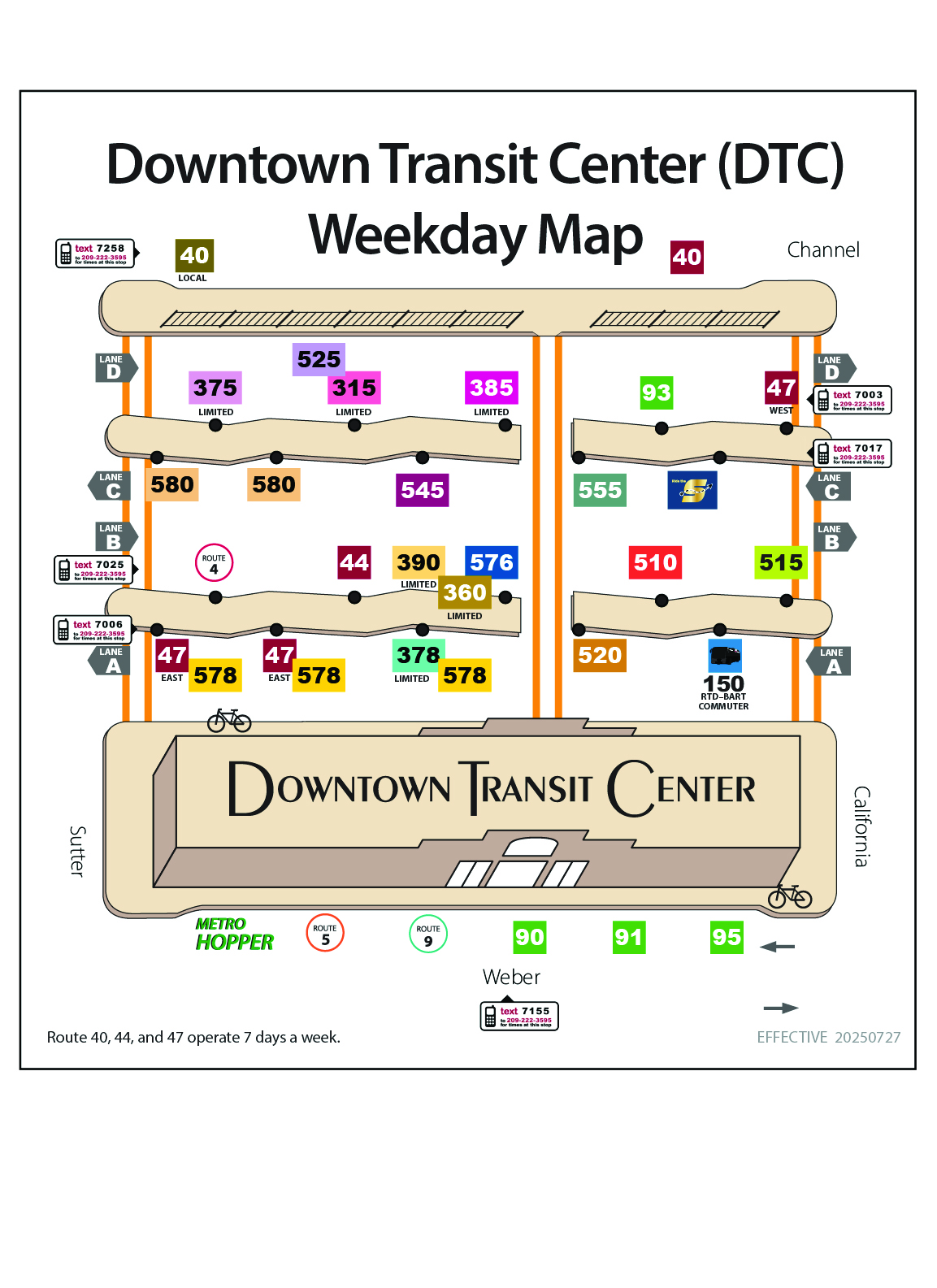 Downtown Transit Center Weekday Platform Map