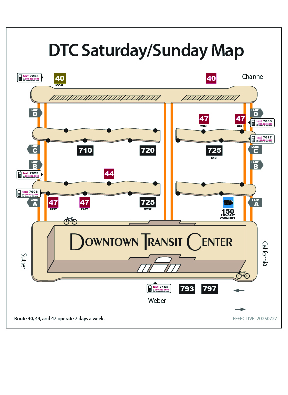 Downtown Transit Center Weekend Platform Map