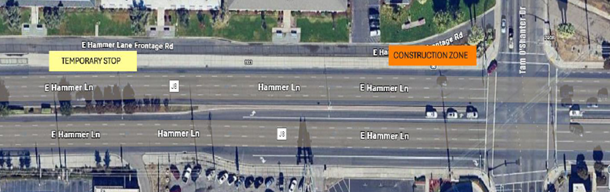 Map of temporary bus stop