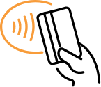 Contactless signal icon representing simple and easy Tap N' Ride fare payments.