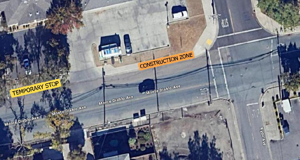 Rider Alert map showing new stop location