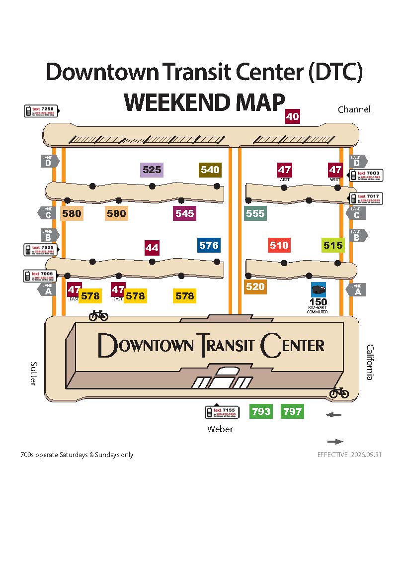 Downtown Transit Center Weekend Platform Map